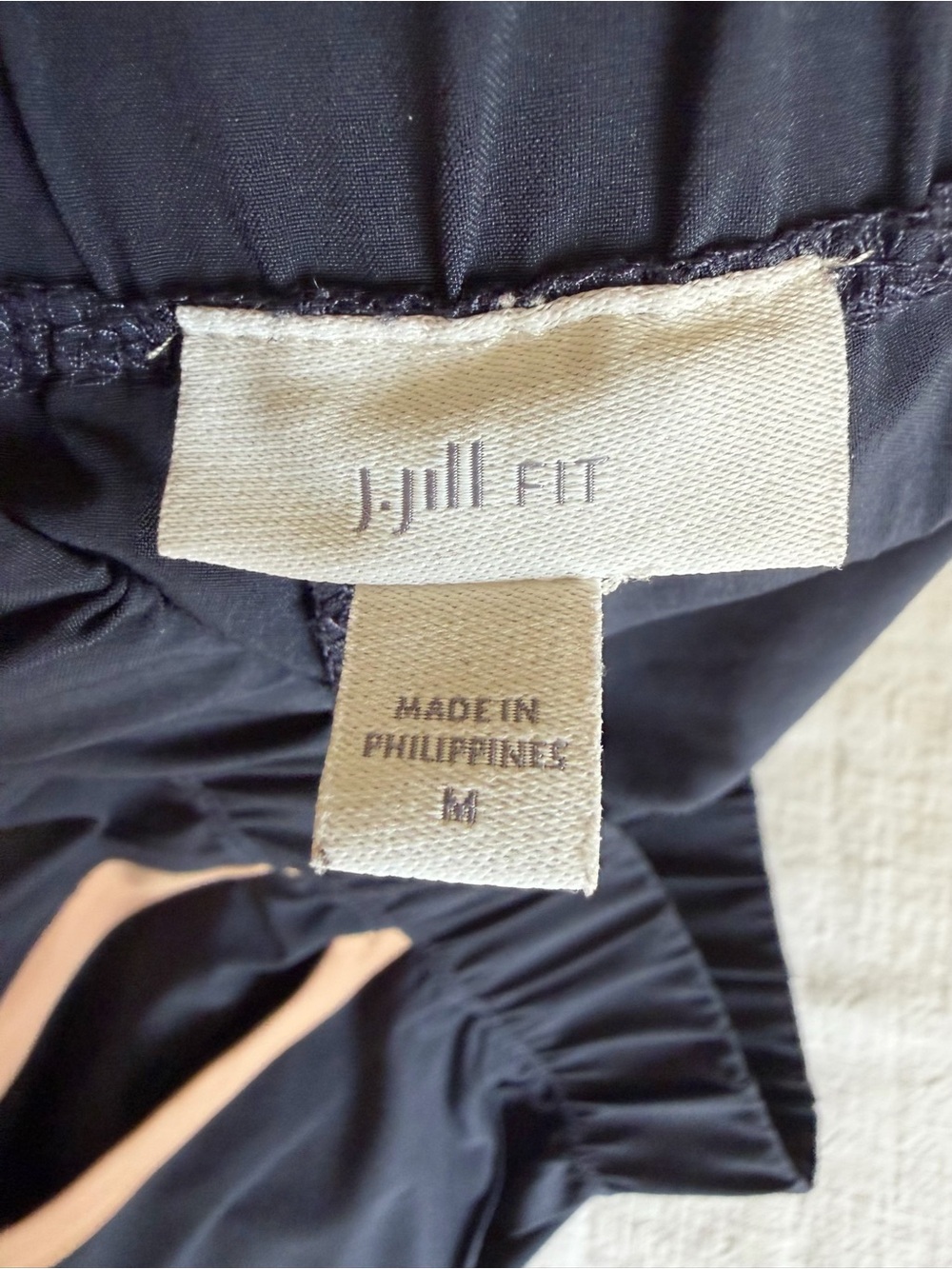 J Jill Fit Women’s Navy Wide-Leg Track Pants with Taupe Side Stripe - Picture 5 of 9